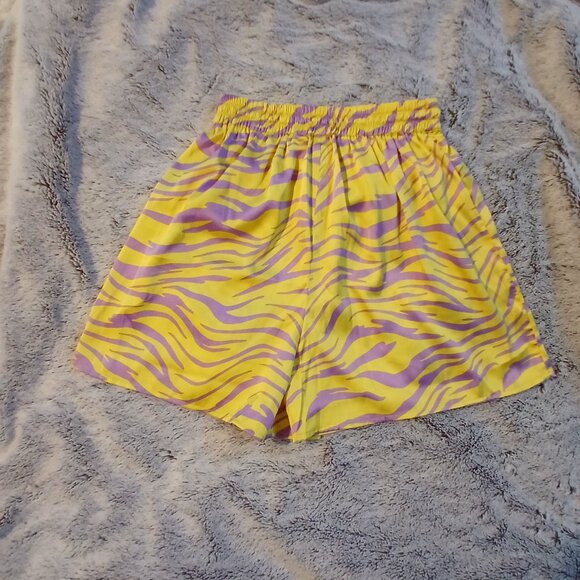 Collusion Women's Purple Yellow Zebra Stripe Boxer Shorts SZ 0 NWOT - Picture 5 of 8